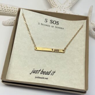 5SOS Hand Stamped Horizontal Bar Necklace Silver in Box