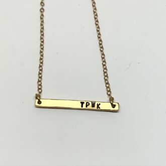 TPWK Hand Stamped Horizontal Bar Necklace Gold 2