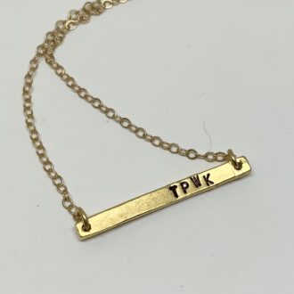 TPWK Hand Stamped Horizontal Bar Necklace Gold