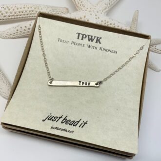 TPWK Hand Stamped Horizontal Bar Necklace Silver in Box