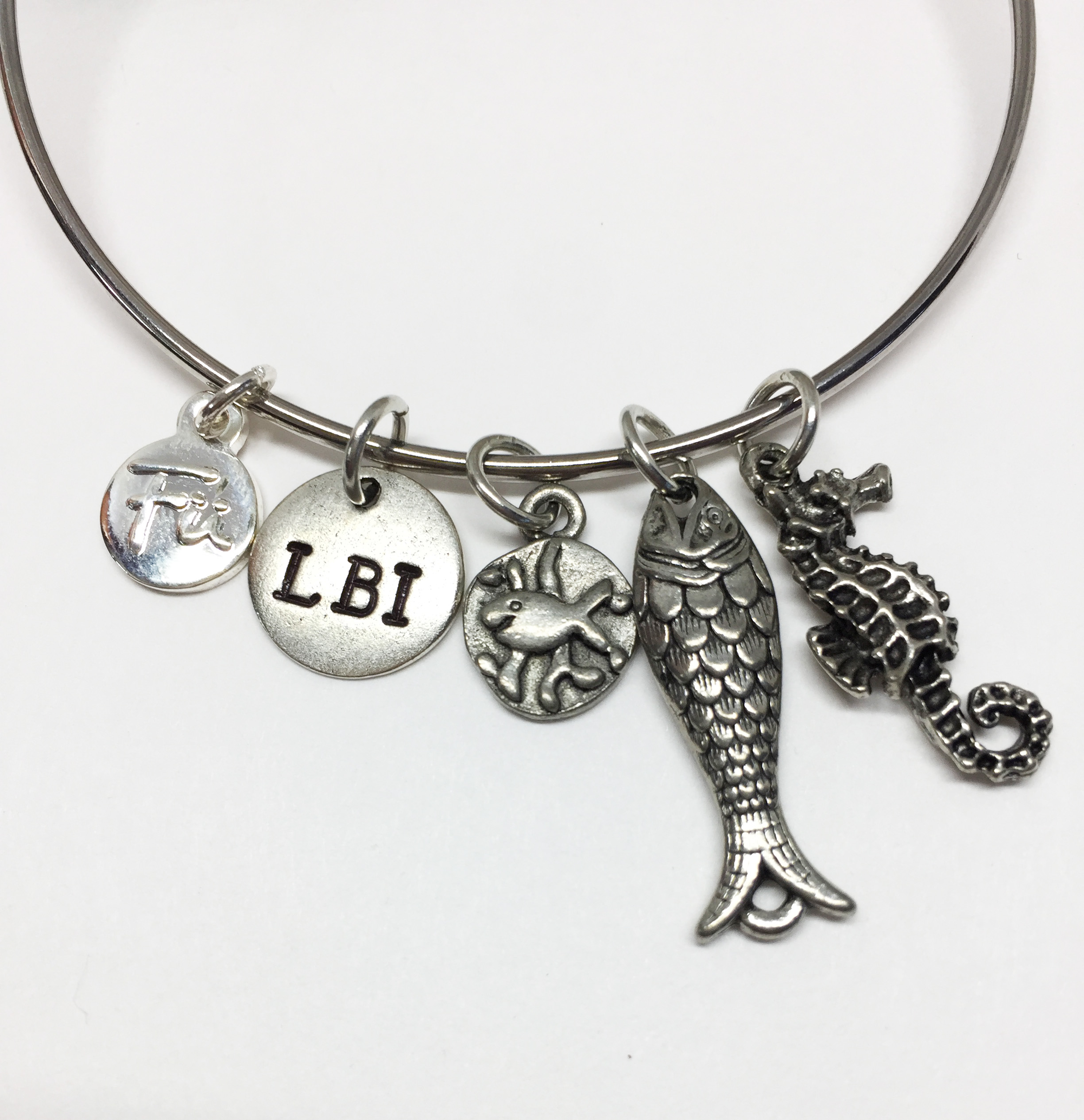 Ocean Creatures Charm Bracelet - Sterling Silver Bracelet with Sea Life Charms