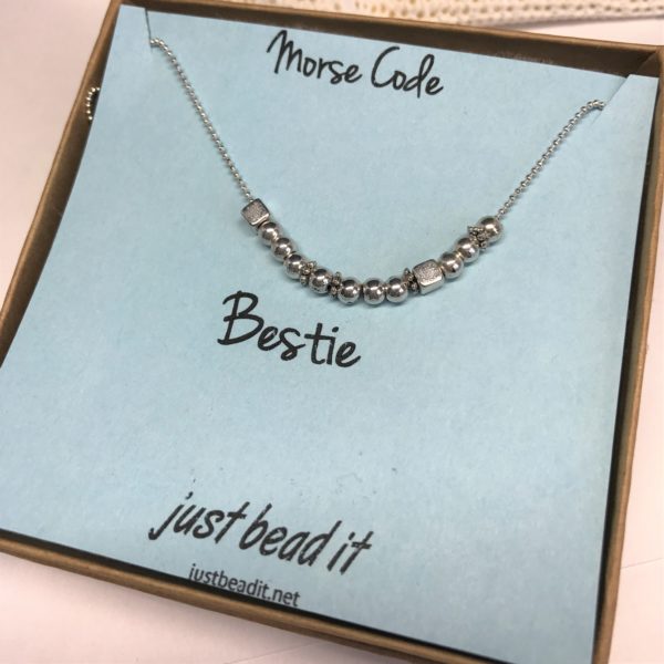 Morse Ci=ode Necklace Silver Bestie