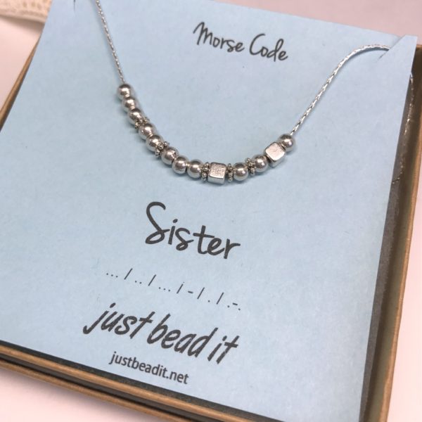 Morse code Necklace Sister Slver
