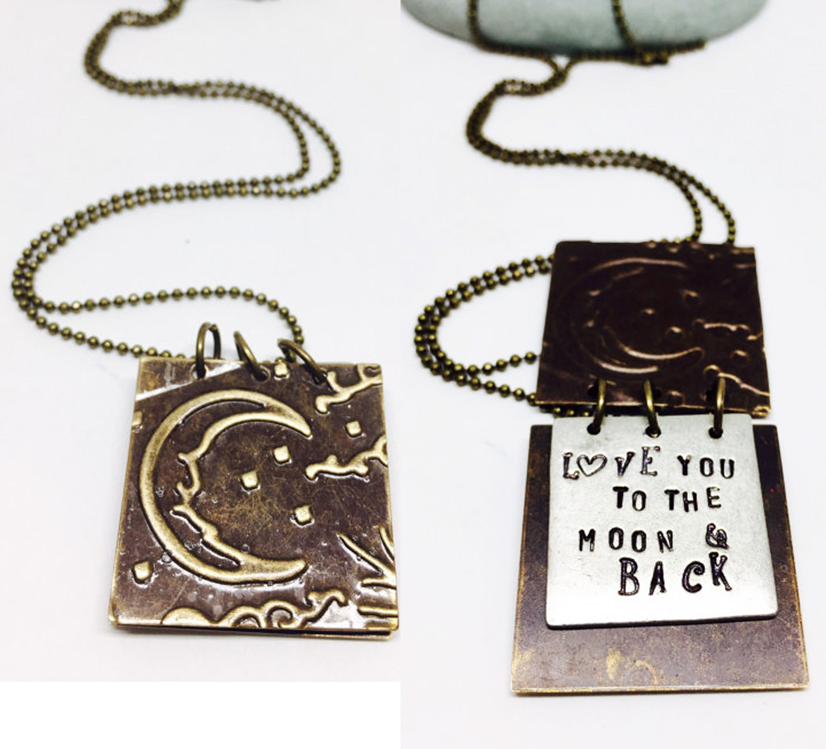 Secret Message Necklace Jewelry Love You To The Moon And Back Necklace Hand Stamped Book Necklace Just Bead It