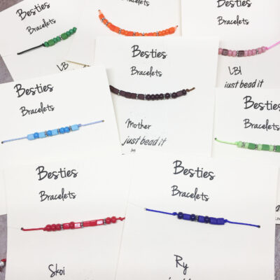 6 Count Custom Morse Code Besties Bracelets - Set of 6 - Best Friends - Adjustable Bracelets