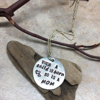 Mom Hand Stamped Necklace