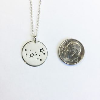 Constellation Sterling Silver Hand Stamped Necklace Dime