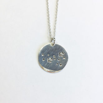 Constellation Sterling Silver Hand Stamped Necklace White