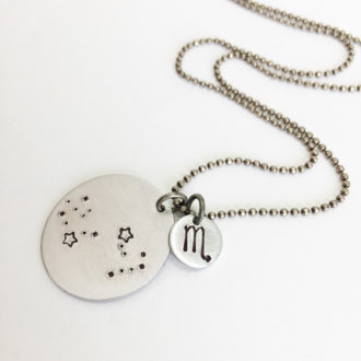 Scorpio Constellation Hand Stamped Necklace White 2