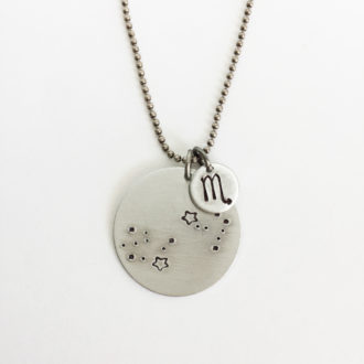 Scorpio Constellation Hand Stamped Necklace White