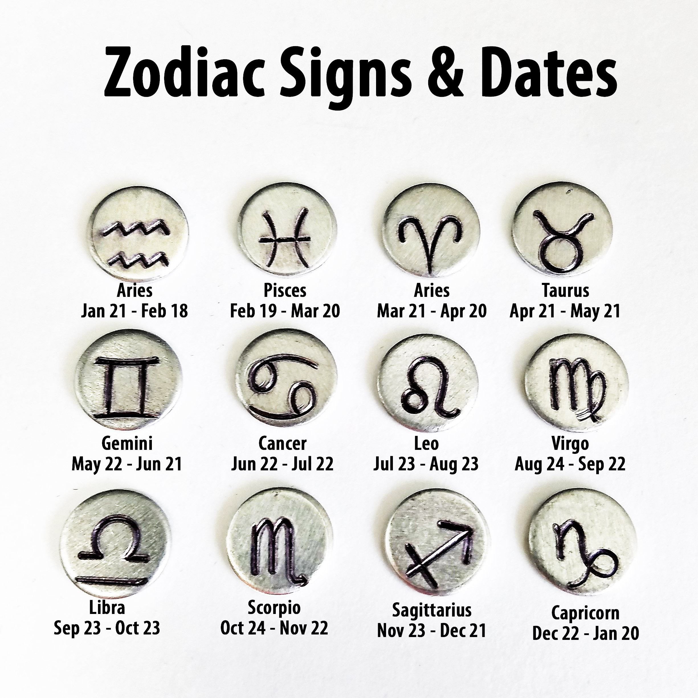 Zodiac Symbol Charm Add on / Stars of the Zodiac / Aquarius Pisces Aries Ta...