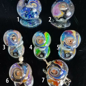 Zodiac with Galaxy Lampwork Bead Sterling Silver Necklace Options
