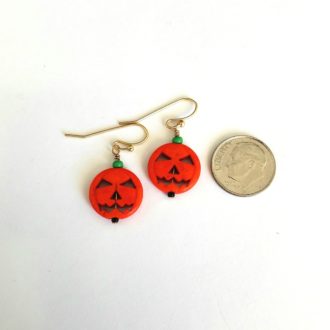 pumpkin earrings dime