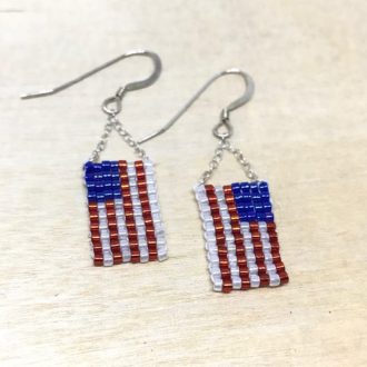 American Flag Earrings Wood
