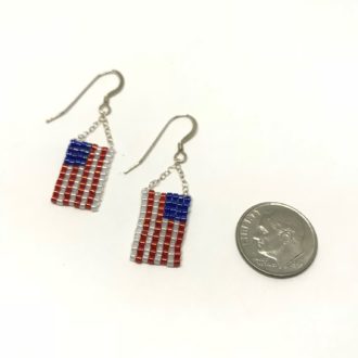 American Flag Earrings dime