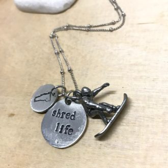 Shred Life Snowboarder Necklace wood