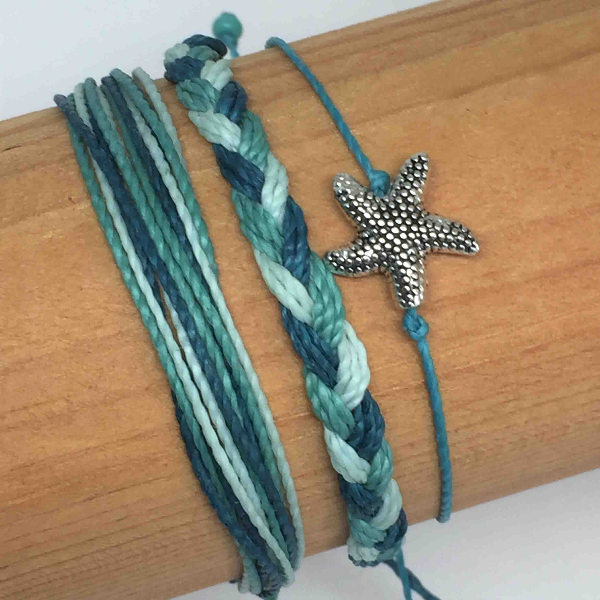 Mermaid colored handmade friendship bracelet