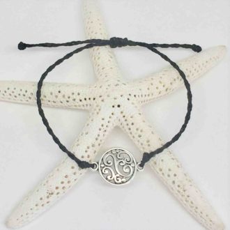 Swirl Round Charm Bracelet Adjustable Starfish