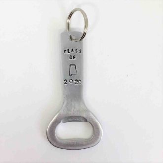 Bottle Opener Aluminum Hand Stamped State and Class of ... White