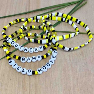 Camp Bracelet School Spirit Collection Rams Black Yellow White Czech Glass And Tila Bracelets