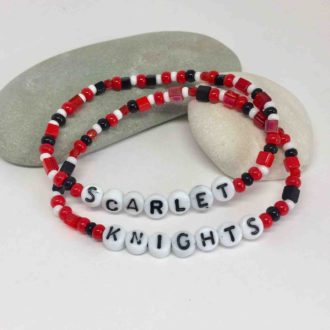 Camp Bracelet School Spirit Collection Scarlet Knight Red Black White Czech Glass Natural