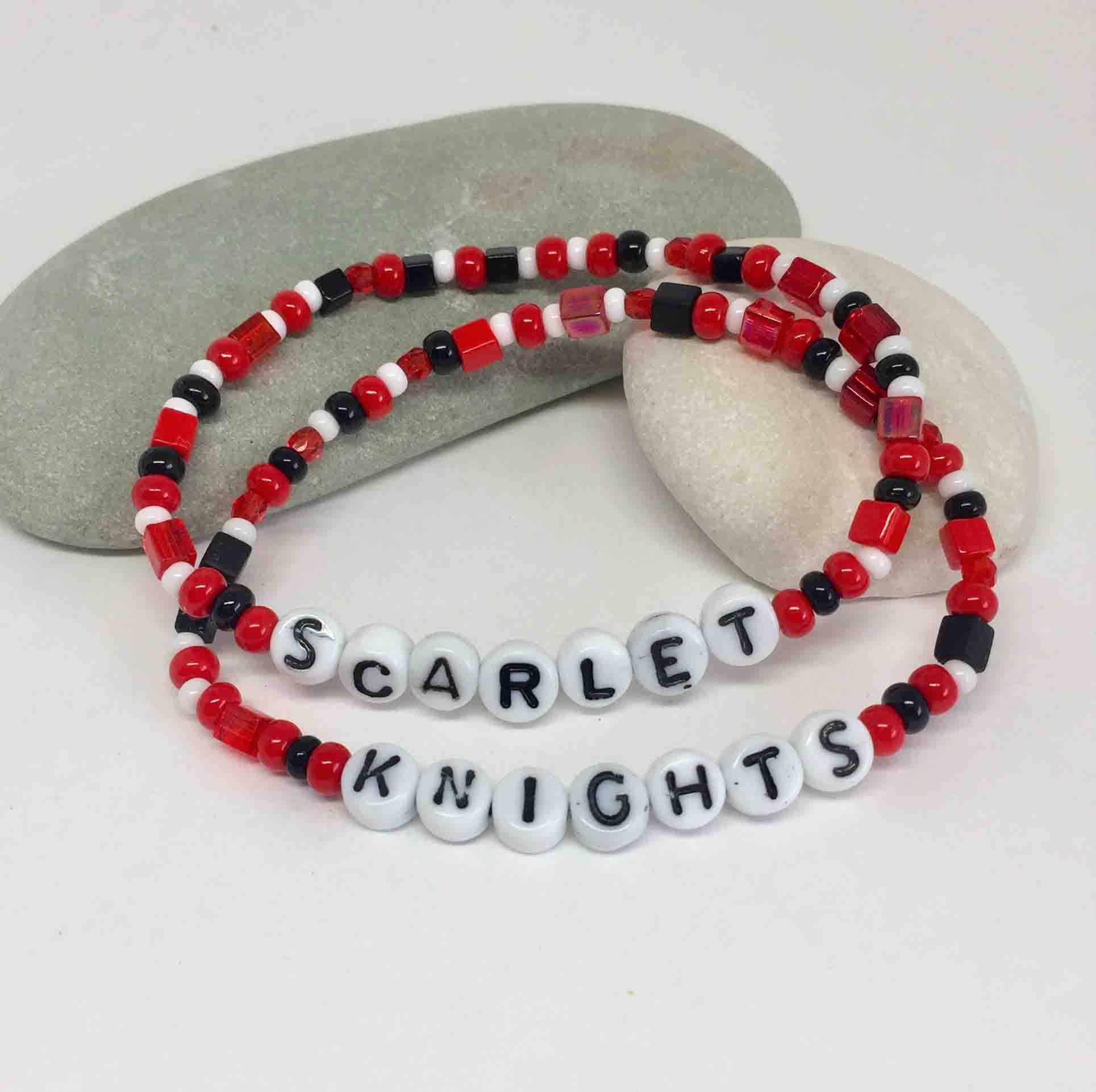College Bead Bracelet/ Set of Two Camp Bracelets / Custom Beaded Letters in  School Colors for College or High School – Just Bead It