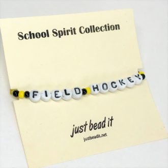 Camp Bracelets 1 piece set School Spirit Collection Field Hockey. Black Yellow White Czech Glass Carded