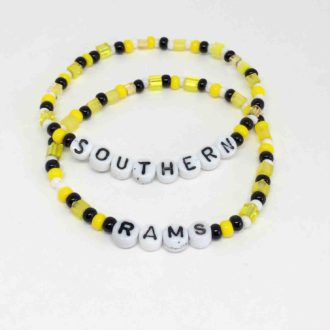 Camp Bracelets 2 piece Set School Spirit Collection Southern Rams Black Yellow White Czech Glass White