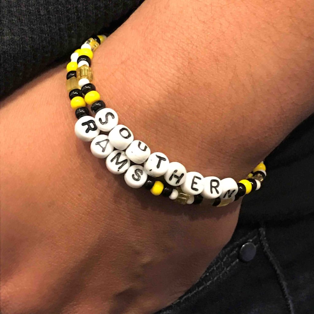 College Bead Bracelet/ Set of Two Camp Bracelets / Custom Beaded Letters in School Colors for 