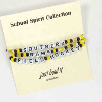Camp Bracelets 3 piece set School Spirit Collection S Rams Field Hockey. Black Yellow White Czech Glass Carded