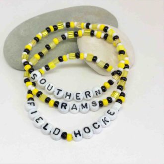 Camp Bracelets 3 piece set School Spirit Collection Southern Field Hockey Black Yellow White Czech Glass