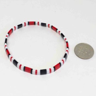 Tila Bracelet Adjustable Stretch Japanese Glass Tile Beads Red Black White Pattern Sizing