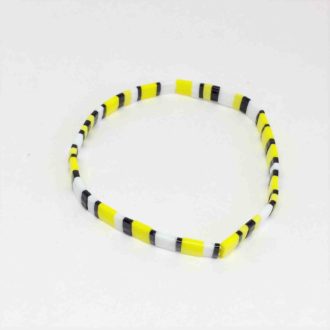 Tila Bracelet Adjustable Stretch Random Japanese Glass Tile Beads Yellow Black White