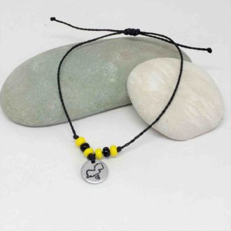 Waterproof and Adjustable Poly Cord with Hand Stamped State and Czech Glass Beads on Rocks