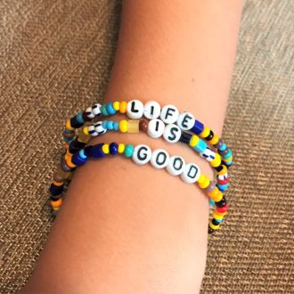 Bead Camp Bracelets Rainbow Bracelets with Words or Initials Life is Good 3 Count