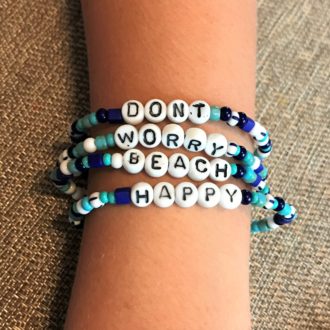Bead Camp Bracelets with Words or Initials Dont Worry Beach Happy 4 Count Beach Blues jpg