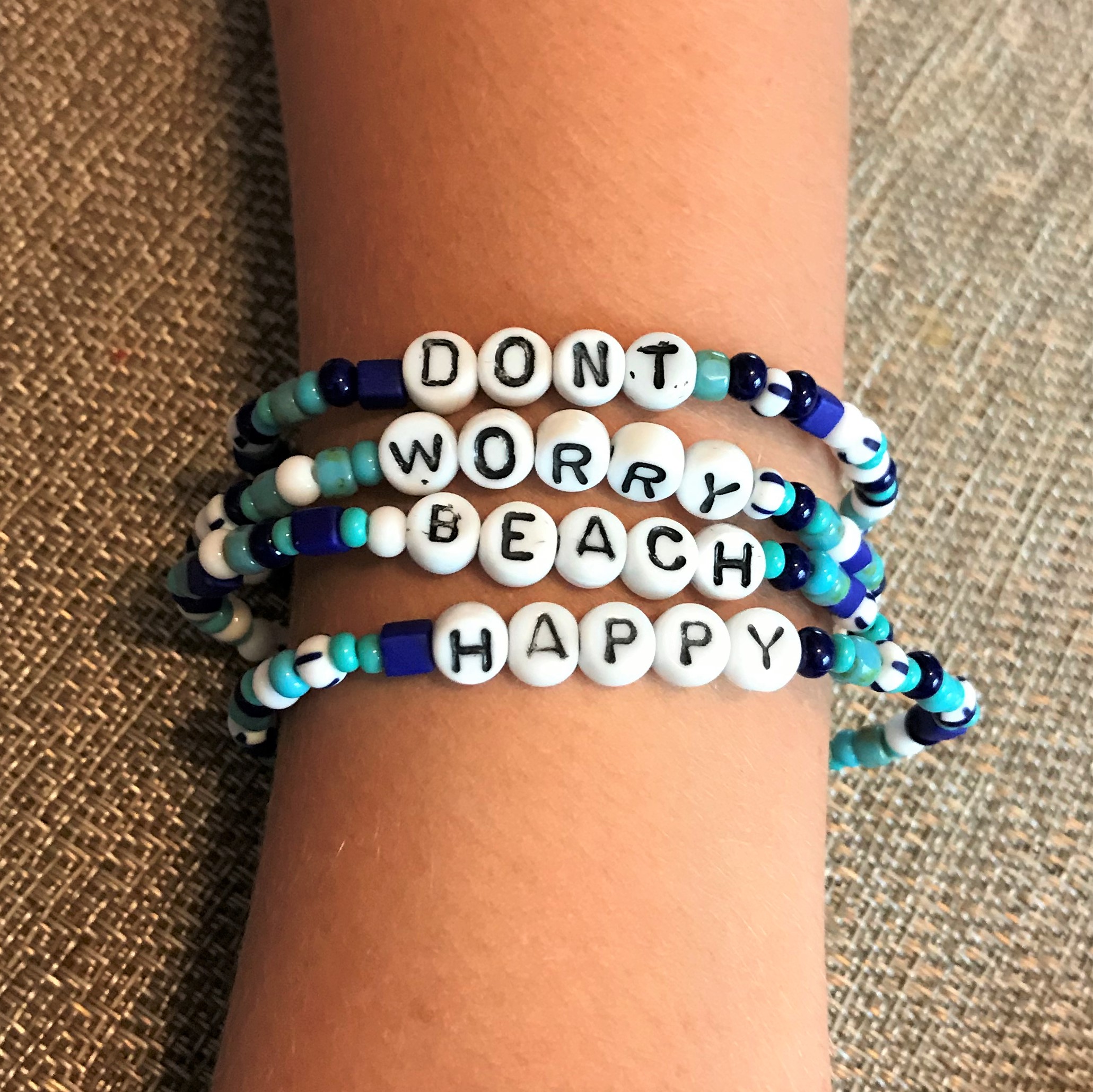 Don't Worry Beach Happy – Word Bead Bracelets / Multi Color Four