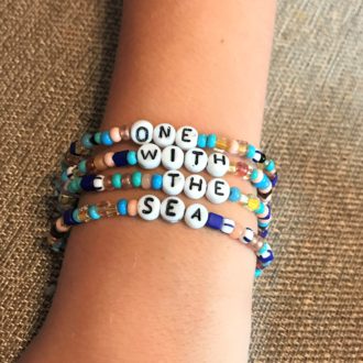 Bead Camp Bracelets with Words or Initials One With the Sea 4 Count Sand & Sea