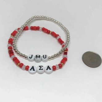 Camp Bracelet Greek Sorority Letters & College Silver Initial Sizing