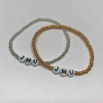Camp Bracelet School Initials Letters College Silver or Gold Clean