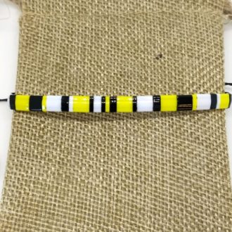 Tila Bracelet, Tile Bead Bracelets, Bangle Bracelet, Gift for Friend, Fun Minimalist Colorful Everyday Layering, Black Yellow and White on Bag