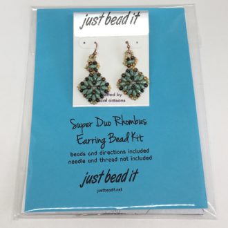 Superduo Rhombus Earring Kit Picasso green and Brown