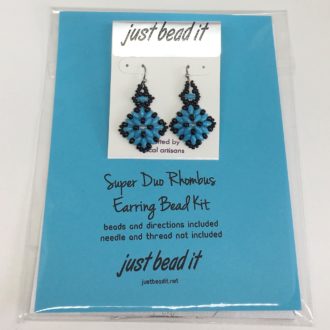 Superduo Rhombus Earring Kit Turquoise Blue and Black