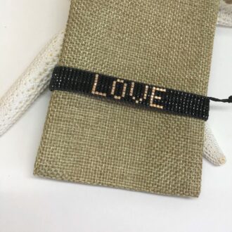 Love Loom Bracelet Black and Gold on Bag