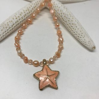 Pearl & Czech Glass Necklace and Bracelet Kit Peach Starfish