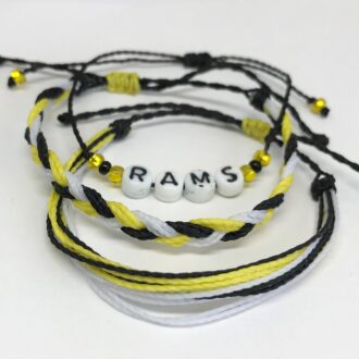 Waterproof Adjustable Bracelets 3 Piece Set Rams Yellow Black White 2
