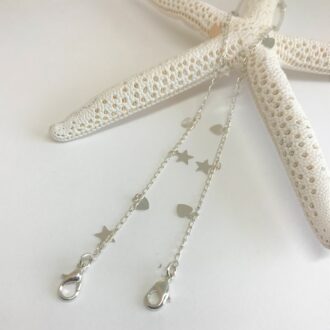Mask Holder Chain with Hearts and Stars Starfish
