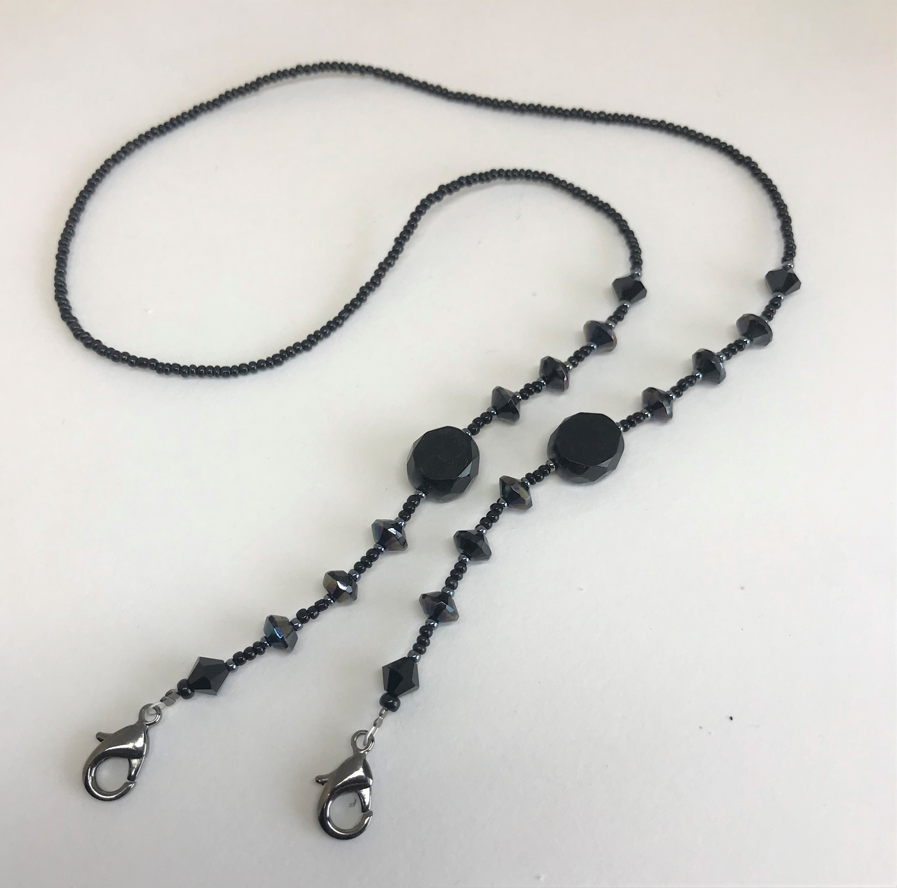 Face Mask Chain Black Clover Beads Jewelry Necklace Face Mask 