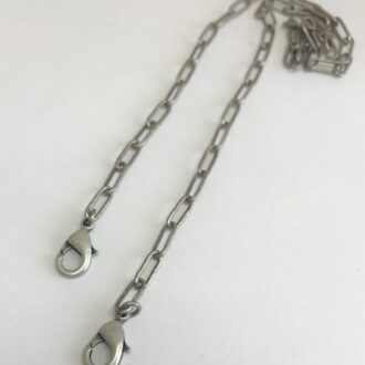 Mask Holder Small Paper Clip Chain Pewter Antique Silver