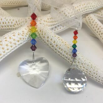 Crystal Suncatcher Swarovski Crystals Rainbow Connection Heart and Drop